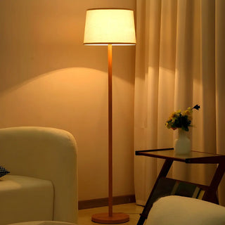 ZOWALA - Contemporary Classic Barrel Walnut Metal Floor Lamp Image - 6