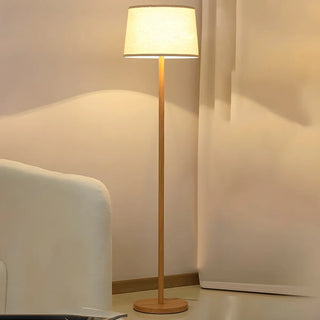 ZOWALA - Contemporary Classic Barrel Walnut Metal Floor Lamp Image - 7