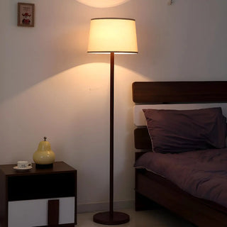 ZOWALA - Contemporary Classic Barrel Walnut Metal Floor Lamp Image - 8