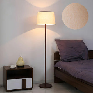 ZOWALA - Contemporary Classic Barrel Walnut Metal Floor Lamp Image - 9