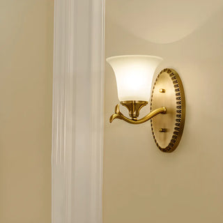 Classic Geometric Metal Frosted Glass Wall Sconce Zawala Image - 1