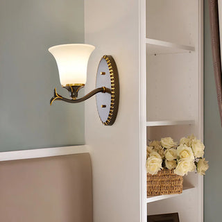 Classic Geometric Metal Frosted Glass Wall Sconce Zawala Image - 2