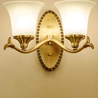Classic Geometric Metal Frosted Glass Wall Sconce Zawala Image - 5