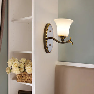 Classic Geometric Metal Frosted Glass Wall Sconce Zawala Image - 7