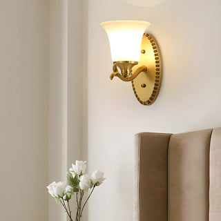 Classic Geometric Metal Frosted Glass Wall Sconce Zawala Image - 8
