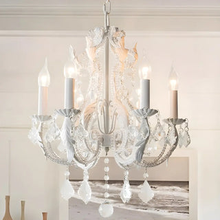 ZOWALA - White Crystal Bead Living Room Candle Classic Chandelier Image - 1