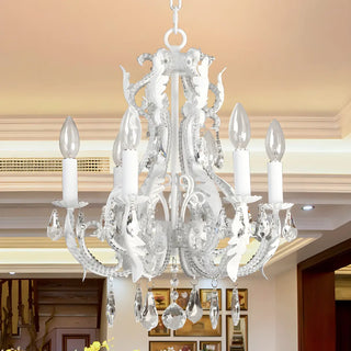 ZOWALA - White Crystal Bead Living Room Candle Classic Chandelier Image - 2