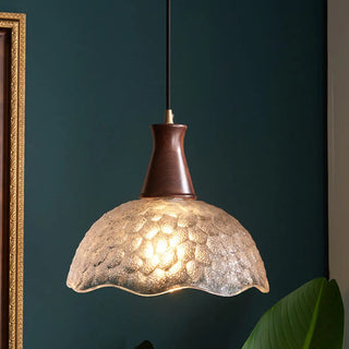 ZOWALA - Classic Rounded Dome Glass Walnut Mini Pendant Light Image - 1