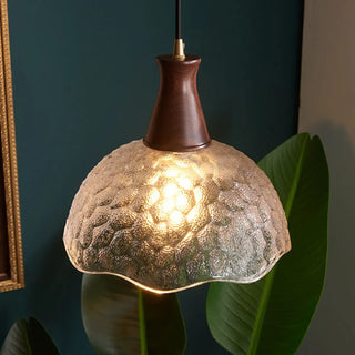 ZOWALA - Classic Rounded Dome Glass Walnut Mini Pendant Light Image - 2