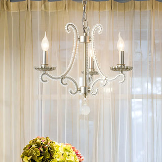 Nickel Curve 3-Light Candle Small Classic Chandelier Image - 1