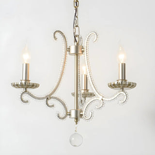 Nickel Curve 3-Light Candle Small Classic Chandelier Image - 2