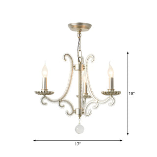 Nickel Curve 3-Light Candle Small Classic Chandelier #size