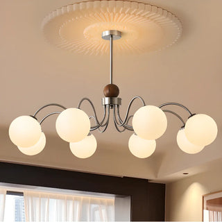 ZOWALA - Coppery Curve Arm Living Room White Glass Ball Chandelier Image - 1
