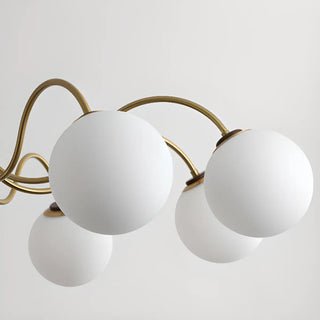ZOWALA - Coppery Curve Arm Living Room White Glass Ball Chandelier Image - 10