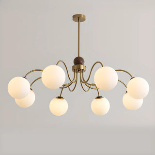 ZOWALA - Coppery Curve Arm Living Room White Glass Ball Chandelier Image - 11
