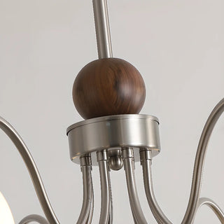 ZOWALA - Coppery Curve Arm Living Room White Glass Ball Chandelier Image - 12