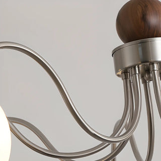 ZOWALA - Coppery Curve Arm Living Room White Glass Ball Chandelier Image - 13