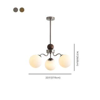 ZOWALA - Coppery Curve Arm Living Room White Glass Ball Chandelier #size