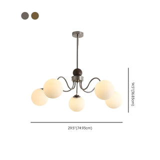 ZOWALA - Coppery Curve Arm Living Room White Glass Ball Chandelier Image - 15