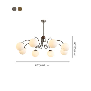 ZOWALA - Coppery Curve Arm Living Room White Glass Ball Chandelier Image - 16