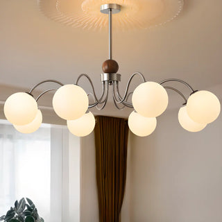 ZOWALA - Coppery Curve Arm Living Room White Glass Ball Chandelier Image - 4