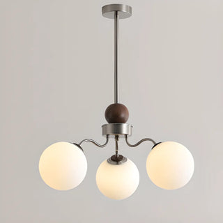ZOWALA - Coppery Curve Arm Living Room White Glass Ball Chandelier Image - 5