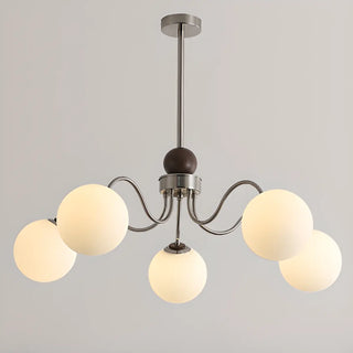 ZOWALA - Coppery Curve Arm Living Room White Glass Ball Chandelier Image - 6