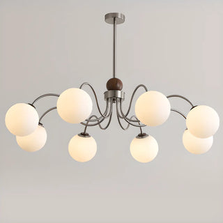 ZOWALA - Coppery Curve Arm Living Room White Glass Ball Chandelier Image - 7