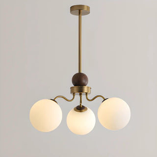 ZOWALA - Coppery Curve Arm Living Room White Glass Ball Chandelier Image - 8