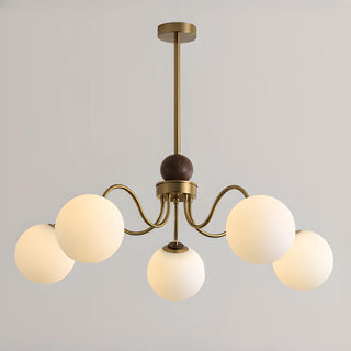 ZOWALA - Coppery Curve Arm Living Room White Glass Ball Chandelier Image - 9