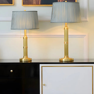 Classic Palace Fabric Solid Brass Standard Table Lamp Zawala Image - 4