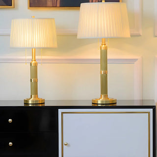 Classic Palace Fabric Solid Brass Standard Table Lamp Zawala Image - 5