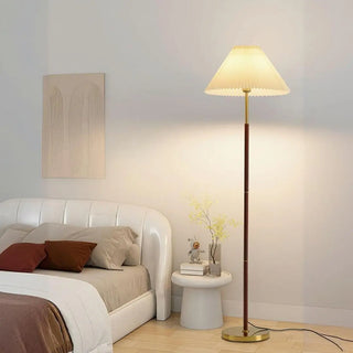Classic Pleated Living Room Red Column Floor Lamp Zawala Image - 4
