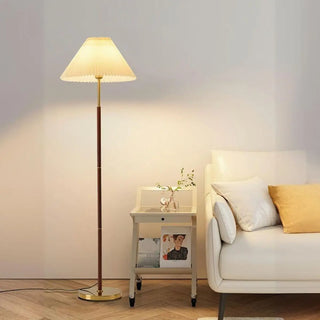 Classic Pleated Living Room Red Column Floor Lamp Zawala Image - 5