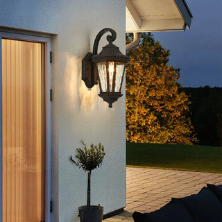 ZOWALA - Classic Scroll Glass Lantern Decor Black Wall Light Image - 1
