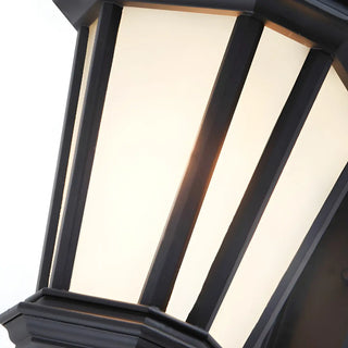 ZOWALA - Classic Scroll Glass Lantern Decor Black Wall Light Image - 11