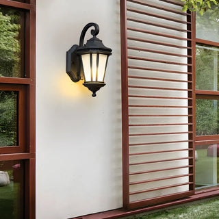 ZOWALA - Classic Scroll Glass Lantern Decor Black Wall Light Image - 4