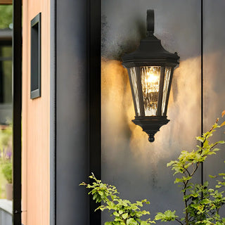 ZOWALA - Classic Scroll Glass Lantern Decor Black Wall Light Image - 5