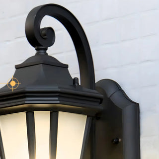 ZOWALA - Classic Scroll Glass Lantern Decor Black Wall Light Image - 8
