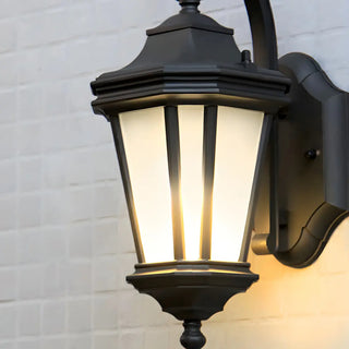 ZOWALA - Classic Scroll Glass Lantern Decor Black Wall Light Image - 9