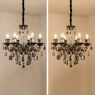 ZOWALA - Gray Candelabra Crystal Living Room Classic Chandelier Image - 14