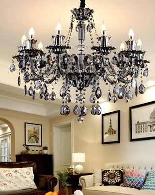 ZOWALA - Gray Candelabra Crystal Living Room Classic Chandelier Image - 2