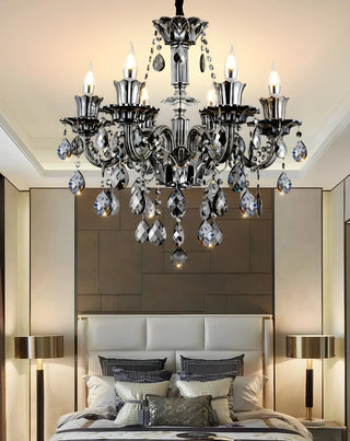ZOWALA - Gray Candelabra Crystal Living Room Classic Chandelier Image - 3