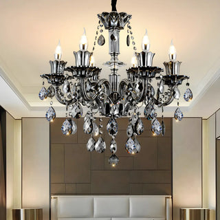 ZOWALA - Gray Candelabra Crystal Living Room Classic Chandelier Image - 4