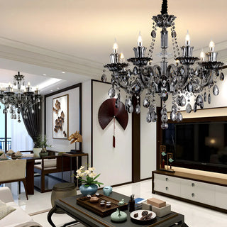 ZOWALA - Gray Candelabra Crystal Living Room Classic Chandelier Image - 5