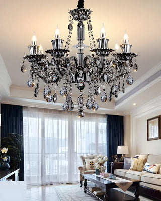 ZOWALA - Gray Candelabra Crystal Living Room Classic Chandelier Image - 7