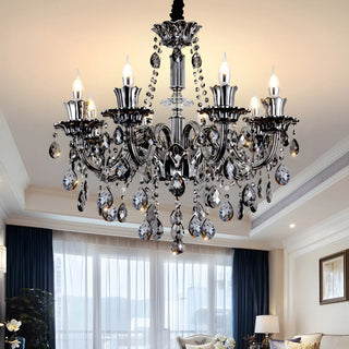 ZOWALA - Gray Candelabra Crystal Living Room Classic Chandelier Image - 8