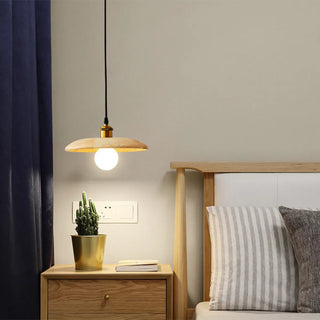 ZOWALA - Classic UFO Solid Wood Geometric Disc Pendant Light Image - 1