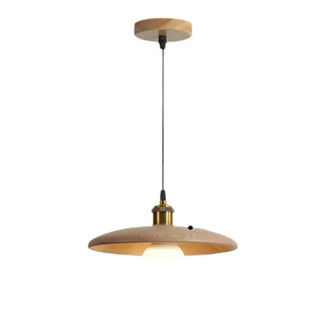 ZOWALA - Classic UFO Solid Wood Geometric Disc Pendant Light Image - 11