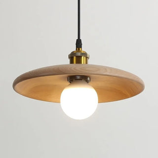 ZOWALA - Classic UFO Solid Wood Geometric Disc Pendant Light Image - 15